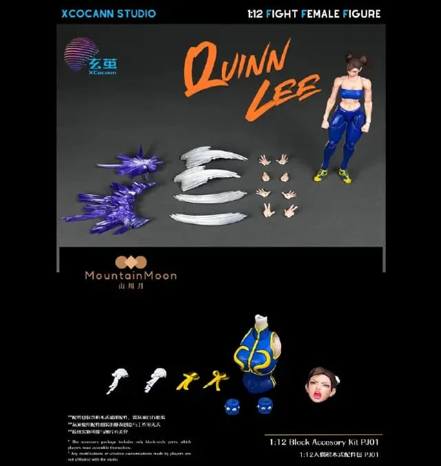 PRE ORDER – 1/12 XCOCANN STUDIO FIGHT FEMALE FIGURE QUINN LEE + MOUNTAIN MOON PJ01 BLOCK ACCESSORY KIT SET