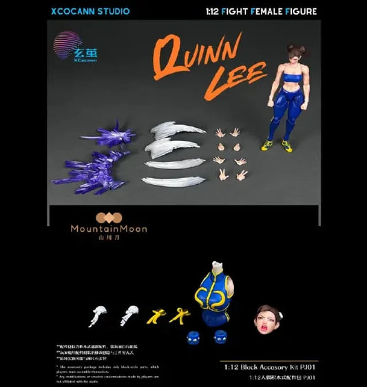 PRE ORDER – 1/12 XCOCANN STUDIO FIGHT FEMALE FIGURE QUINN LEE + MOUNTAIN MOON PJ01 BLOCK ACCESSORY KIT SET