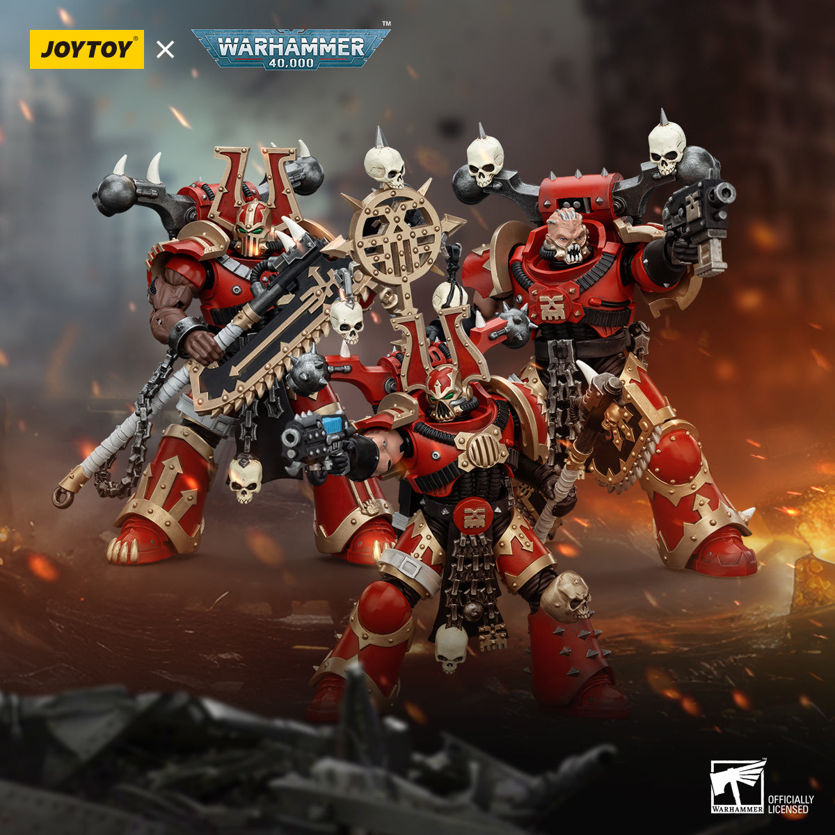 PRE ORDER – 1/18 JOYTOY WORLD EATERS: KHORNE BERZERKER WITH EVISCERATOR CHAINSWORD JT00560