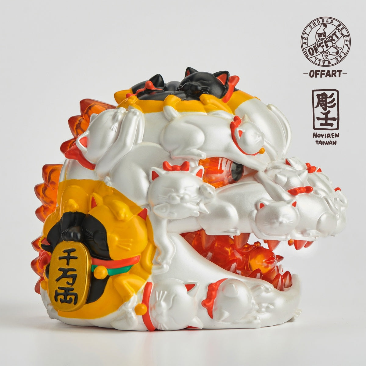 PRE ORDER – OFFART X HORIREN 12CM HUNDRED CATS RED LOTUS, LUCKY VER WHITE