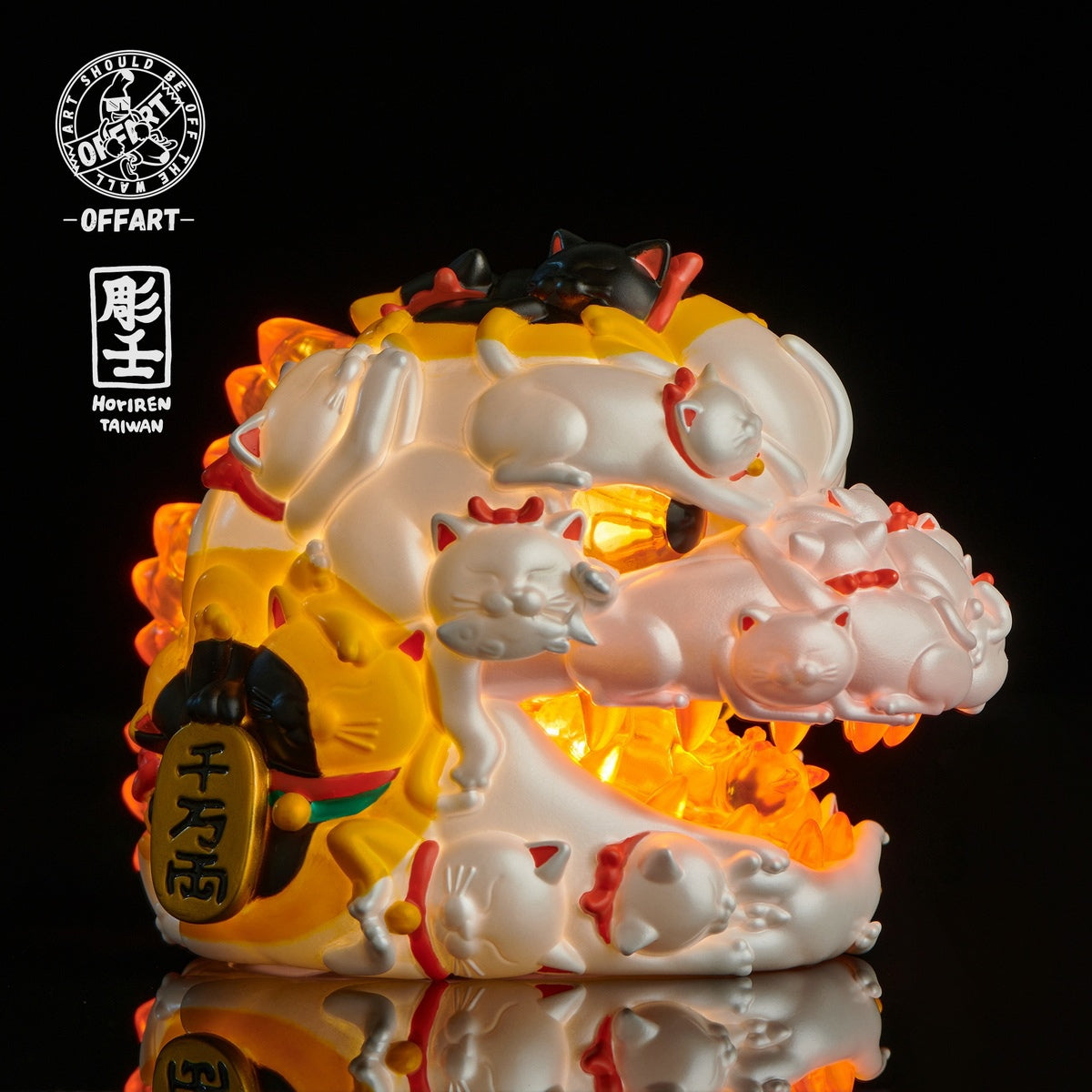 PRE ORDER – OFFART X HORIREN 12CM HUNDRED CATS RED LOTUS, LUCKY VER WHITE