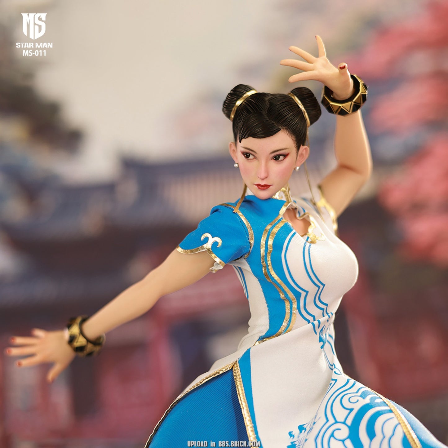 PRE ORDER – 1/6 STAR MAN FEMALE FIGHTER, BLUE CLOUD PATTERNED WHITE CHEONGSAM VERSION MS-011