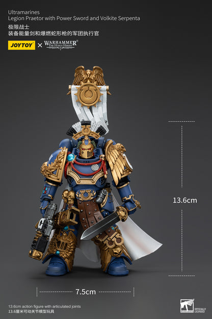 PRE ORDER – 1/18 JOYTOY ULTRAMARINES - LEGION PRAETOR WITH POWER SWORD AND VOLKITE SERPENTA JT00126