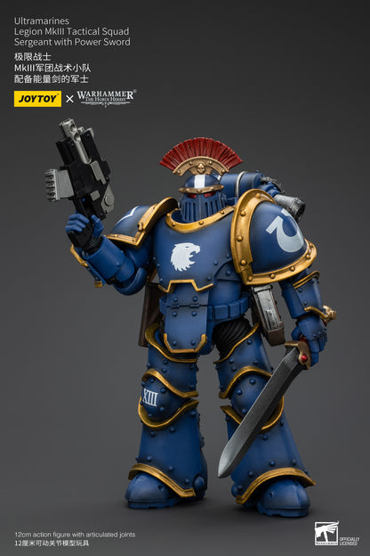 PRE ORDER – 1/18 JOYTOY ULTRAMARINES LEGION MK III TACTICAL SQUAD - SERGEANT WITH POWER SWORD JT00102