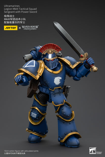 PRE ORDER – 1/18 JOYTOY ULTRAMARINES LEGION MK III TACTICAL SQUAD - SERGEANT WITH POWER SWORD JT00102