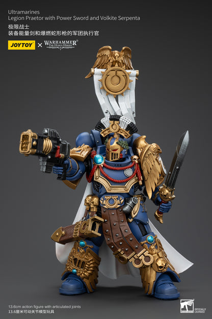 PRE ORDER – 1/18 JOYTOY ULTRAMARINES - LEGION PRAETOR WITH POWER SWORD AND VOLKITE SERPENTA JT00126