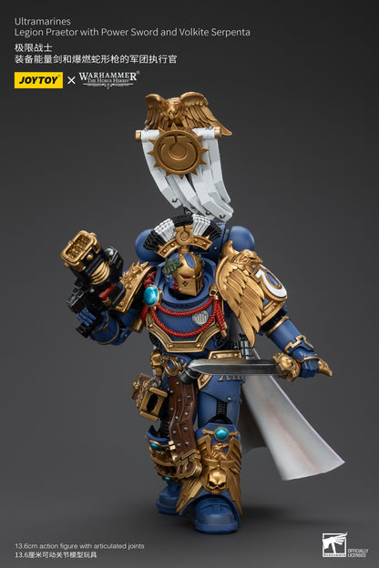 PRE ORDER – 1/18 JOYTOY ULTRAMARINES - LEGION PRAETOR WITH POWER SWORD AND VOLKITE SERPENTA JT00126