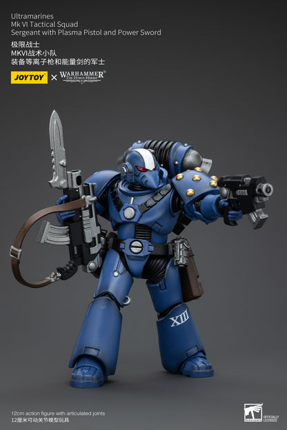 PRE ORDER – 1/18 JOYTOY ULTRAMARINES MK VI TACTICAL SQUAD - SERGEANT WITH PLASMA PISTOL AND POWER SWORD JT00096