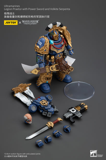 PRE ORDER – 1/18 JOYTOY ULTRAMARINES - LEGION PRAETOR WITH POWER SWORD AND VOLKITE SERPENTA JT00126