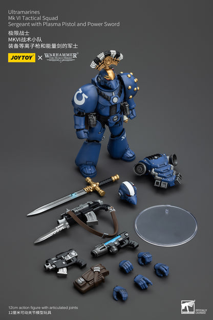 PRE ORDER – 1/18 JOYTOY ULTRAMARINES MK VI TACTICAL SQUAD - SERGEANT WITH PLASMA PISTOL AND POWER SWORD JT00096